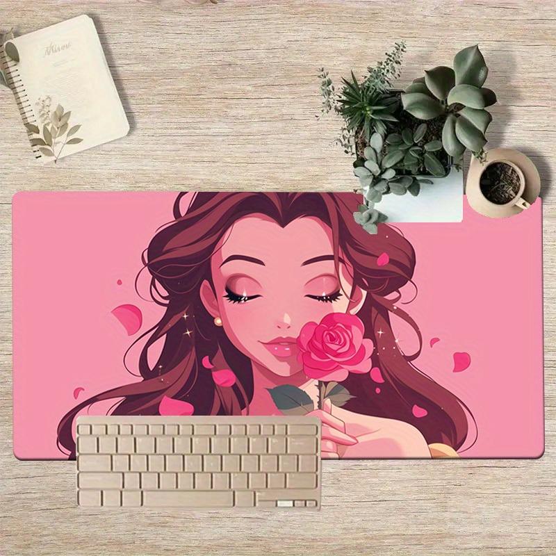 1pc Cute Cartoon with Rose Mousepad Desk Office Game Mouse Pad, Washable Surface 148