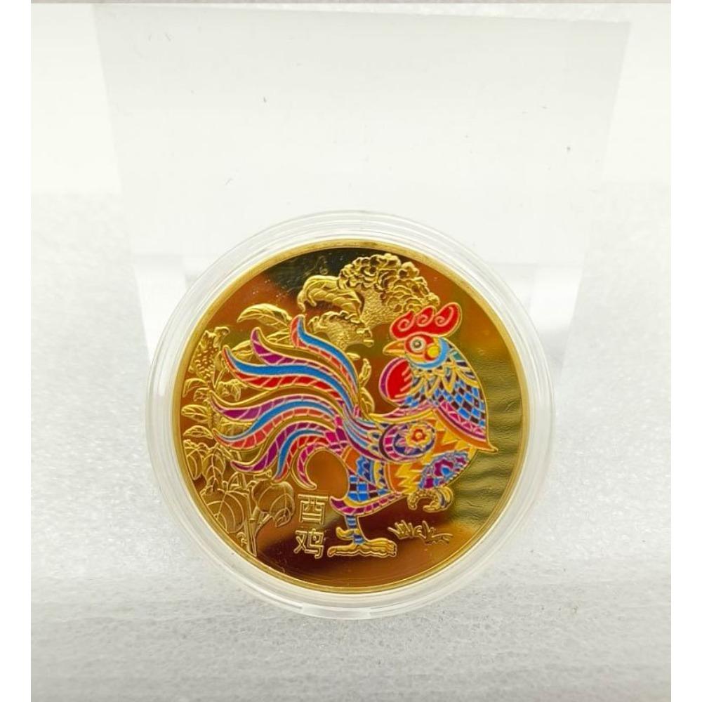 Двенадцать знаков зодиака, Цветные памятные медали, Красная подарочная коробка, Креативные монеты для двенадцати знаков зодиака, Подарки, Рождественский подарок, Наполнители для чулка