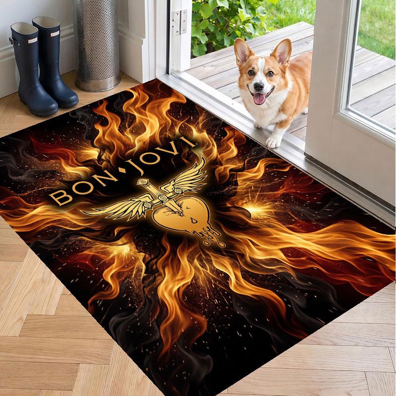 Soft Floor Carpet Bon Jovi Pattern Area Rug Decorative Mat For Home Room Decoration