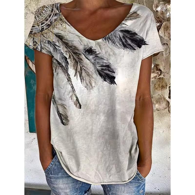 Футболки с индийским слоном, женская уличная футболка с этническим геометрическим рисунком и 3D принтом, футболка с v-образным вырезом, Harajuku Y2k, футболки большого размера, одежда