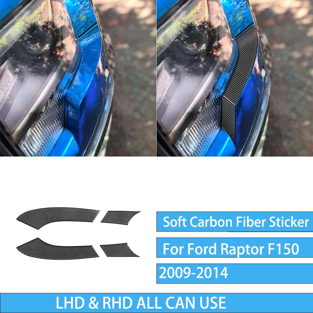 Для Ford F150 Raptor 2009-2014 Накладки на фары сбоку из настоящего карбона Автоаксессуары Декоративная накладка на интерьер Наклейка для тюнинга