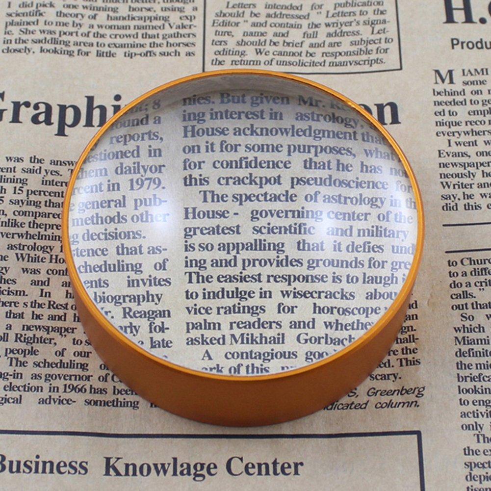 Увеличительная линза 4x 72 мм Полукруглая хрустальная настольная лупа для и стильного стола Празднование дня рождения Золотое стекло, Увеличение, Диаметр,