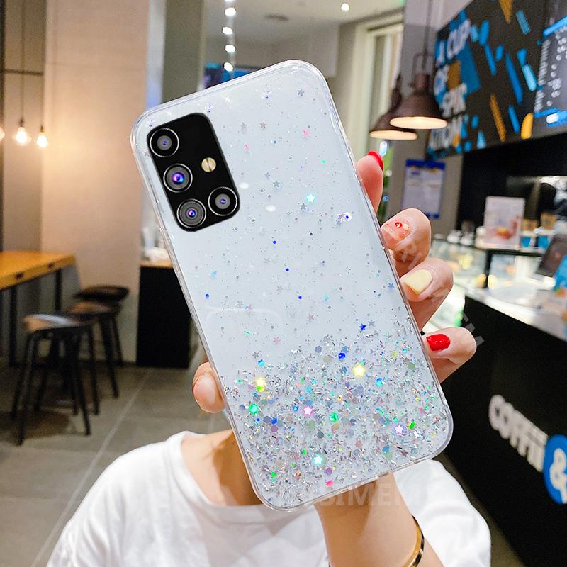 Glitter Sequins Phone Cases For Samsung Galaxy M12 M10 M11 M21 M31 M30S M31S M51 M62 Soft TPU For Samsung A10 A20 A30 A40 A50 A70 A21S A20S Cover Lady