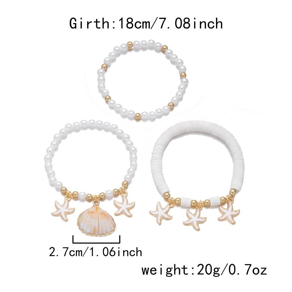 Bohemian Conch Beaded Bangles Starfish Wrap Charm Hand Chain Multilayer Shell Bracelets Jewelry