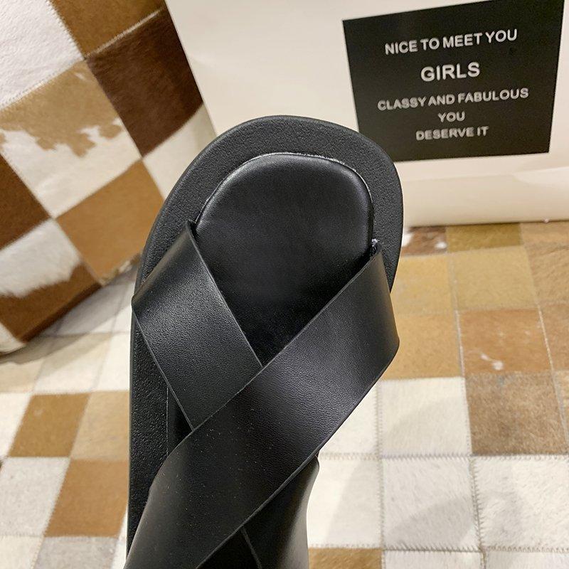 Сандалии женские новые большого размера на толстой подошве в римском стиле с внешней стороны через пряжку пряжка женская обувь