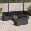VidaXL Ensemble de canapé jardin 9 pièces avec coussins Noir Poly Rotin Acacia 3347597
