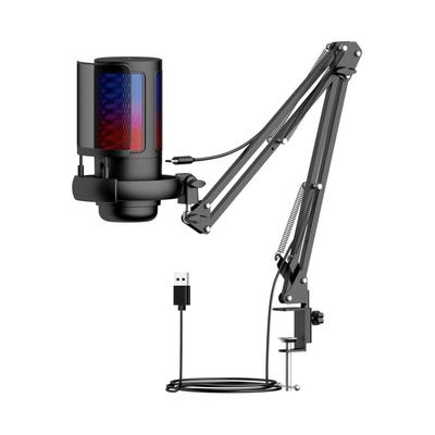 Игровой микрофон USB микрофонный набор для ПК конденсаторный микрофон регулировка усиления красочная атмосфера освещение