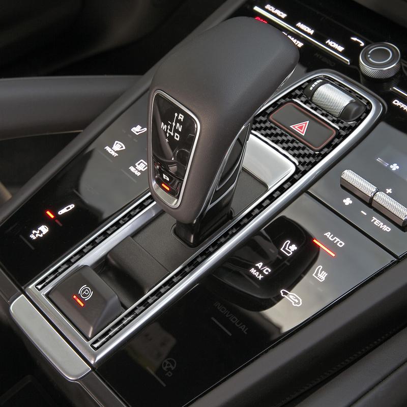 For Porsche Cayenne 9YA 9YB E3 2018- Real Carbon Fiber Stickers Centre Gear Shift Panel Car Accessories Interior Decorative