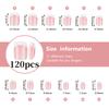 120Pc Pink Short Square Press On Nails Glossy White French False Nails Reusable Full Cover Semi-translucent Pink French Nail Tip