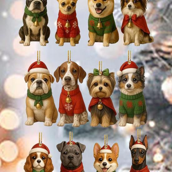 Dog Advent Calendar 2025 24Pcs 2D Dog Breeds Ornaments for Tree Decor 24 Days Christmas Countdown Calendar Surprise Gifts for Dog Lovers