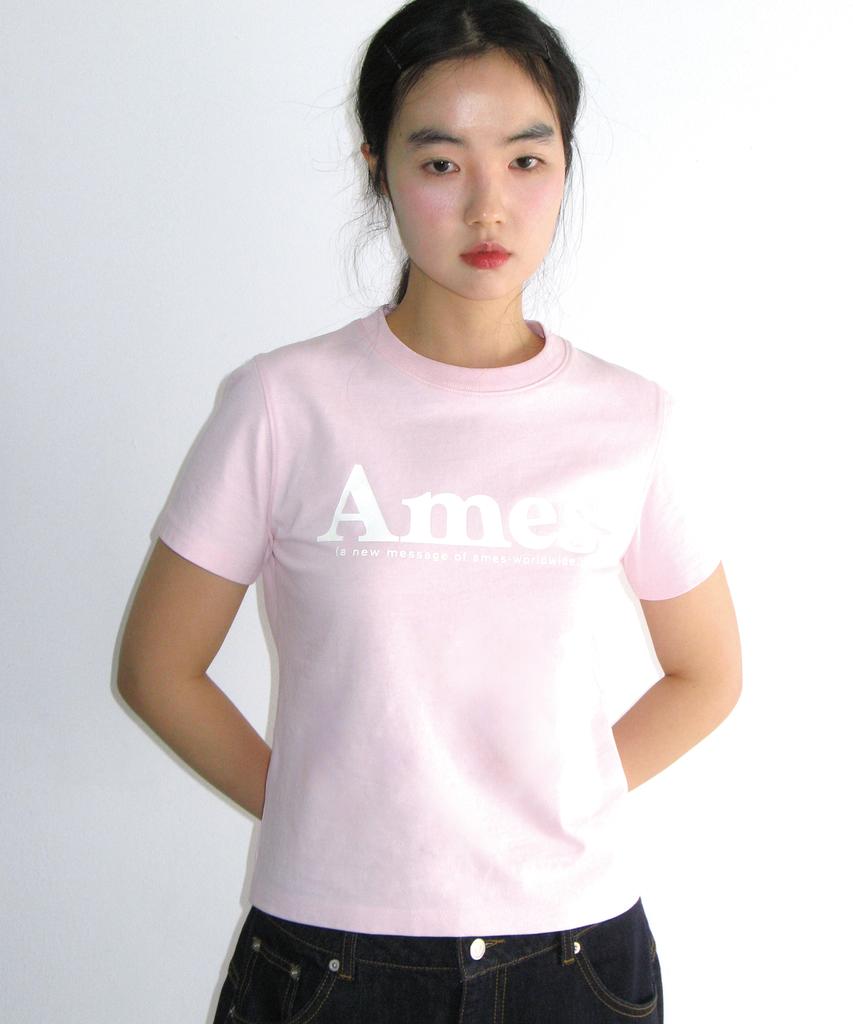AMES-WORLDWIDE Базовая футболка с логотипом Розовая