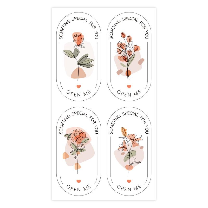 100 наклеек/в упаковке, Цветочные наклейки, Эллипсы, Наклейки для запечатывания, Декоративные наклейки-этикетки для подарочной коробки, Упаковка, Наклейки для запечатывания, Кондитерские наклейки
