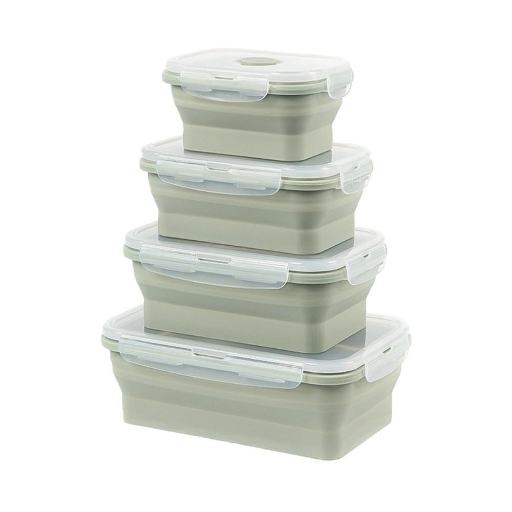 4pcs Microwaveable Foldable Lunch Box Large Capacity Food Storage Container Pantry
