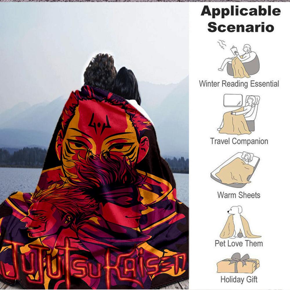1Pc Jujutsu Kaisen Dark Arts Unleashed Blanket Soft And Comfortable Casual Warm Camping Travel Christmas Halloween Xmas Gift M924105