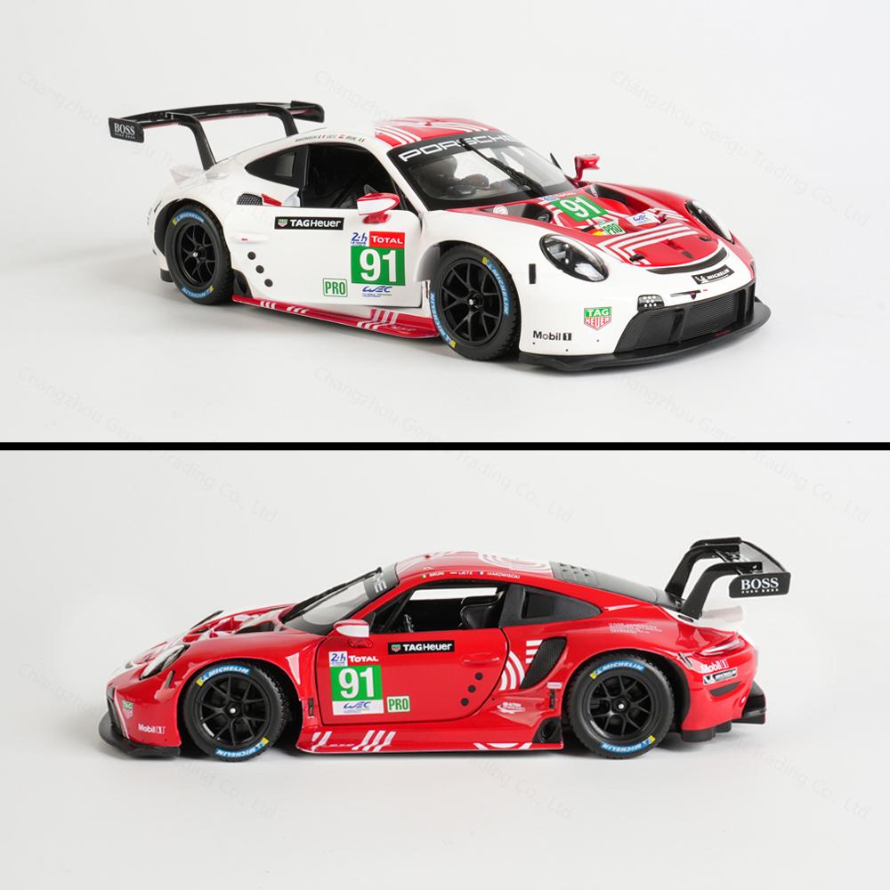Bburago 1:24 Porsche 911 RSR LM 2020 Racing Die Dasting Alloy Car Model Art Deco Collection Toy Gift Factory Authorization