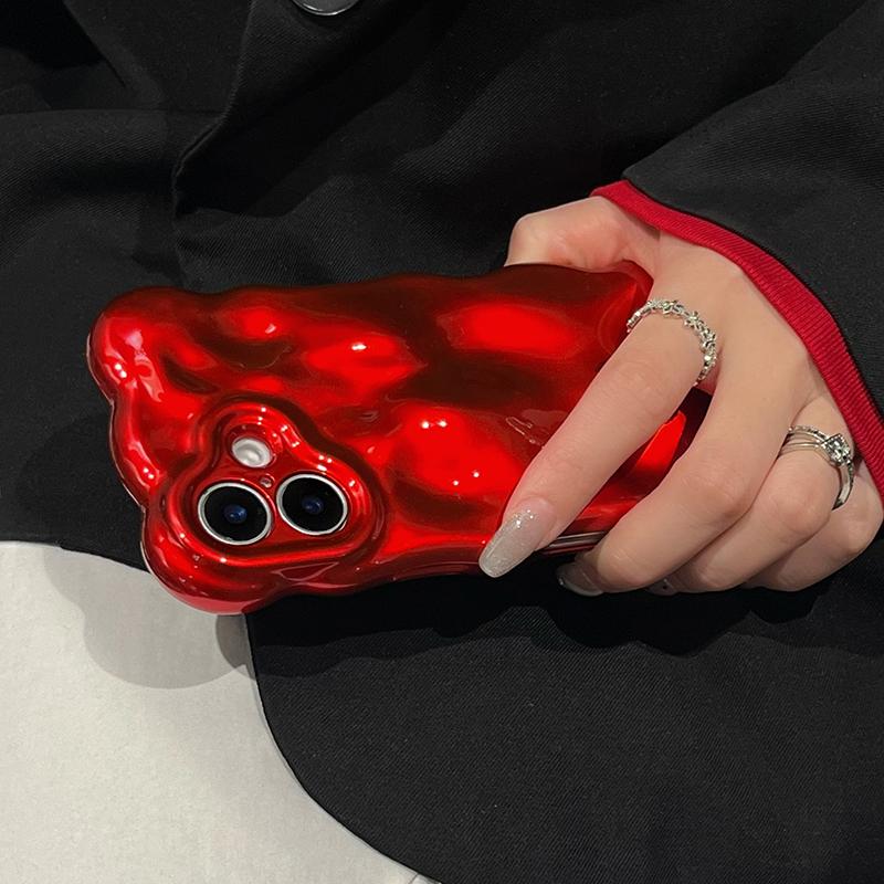 Модный красный чехол для телефона из ТПУ с волнистым узором для iPhone Air 11 12 13 14 16 17 Pro Max 15 Plus, противоударная силиконовая задняя крышка