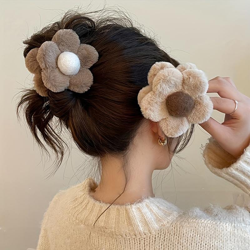 1 шт. Плюшевый цветок заколка-краб для волос Осенне-зимнее очарование Заколка для волос Милые милые аксессуары для волос