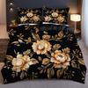 Gold Flower Pattern 3D Printed Quilt Cover Elegant Soft Comfortable Bedding Set Luxury Home Textiles Duvet Cover Set Pillowcases