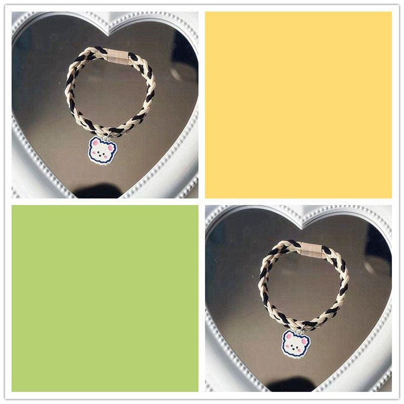 Original Two-Color Braided Little Bear Couple Bracelets & Hair Ties - Korean Version