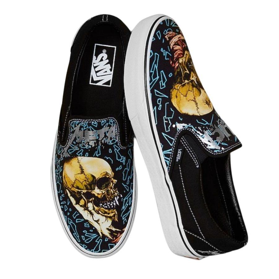 Metallica x Vans Classic Slip-On Pushead Unisex Sneakers Black True-White VN0A5AO8421