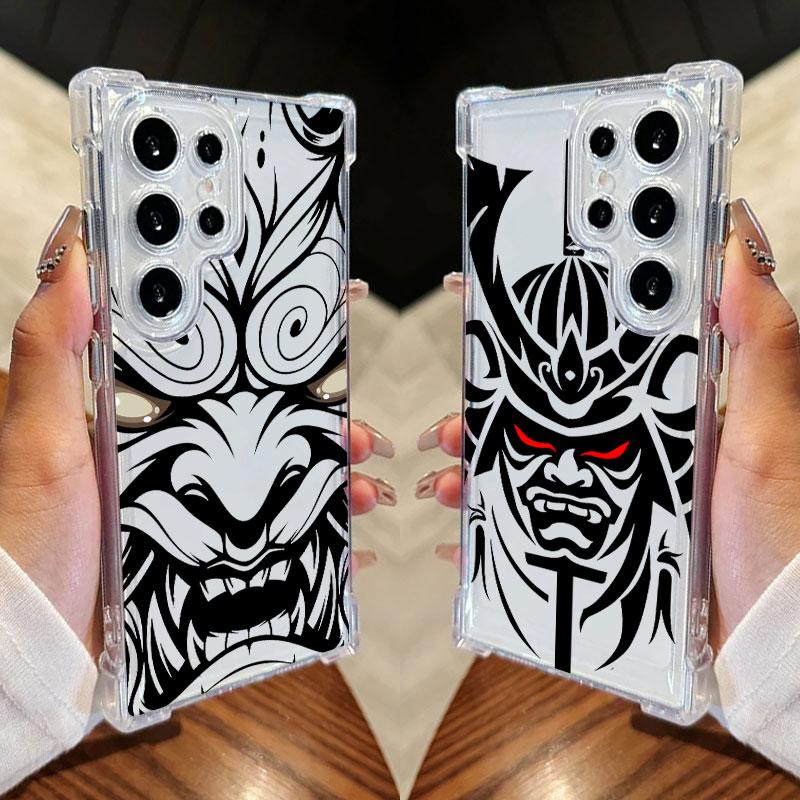 Маска-чехол для телефона Hannya Oni Warrior Ghost для Samsung Galaxy S25 FE S26 S24 S23 S22 S21 S20 Ultra S26 Plus S25FE Мягкий прозрачный чехол