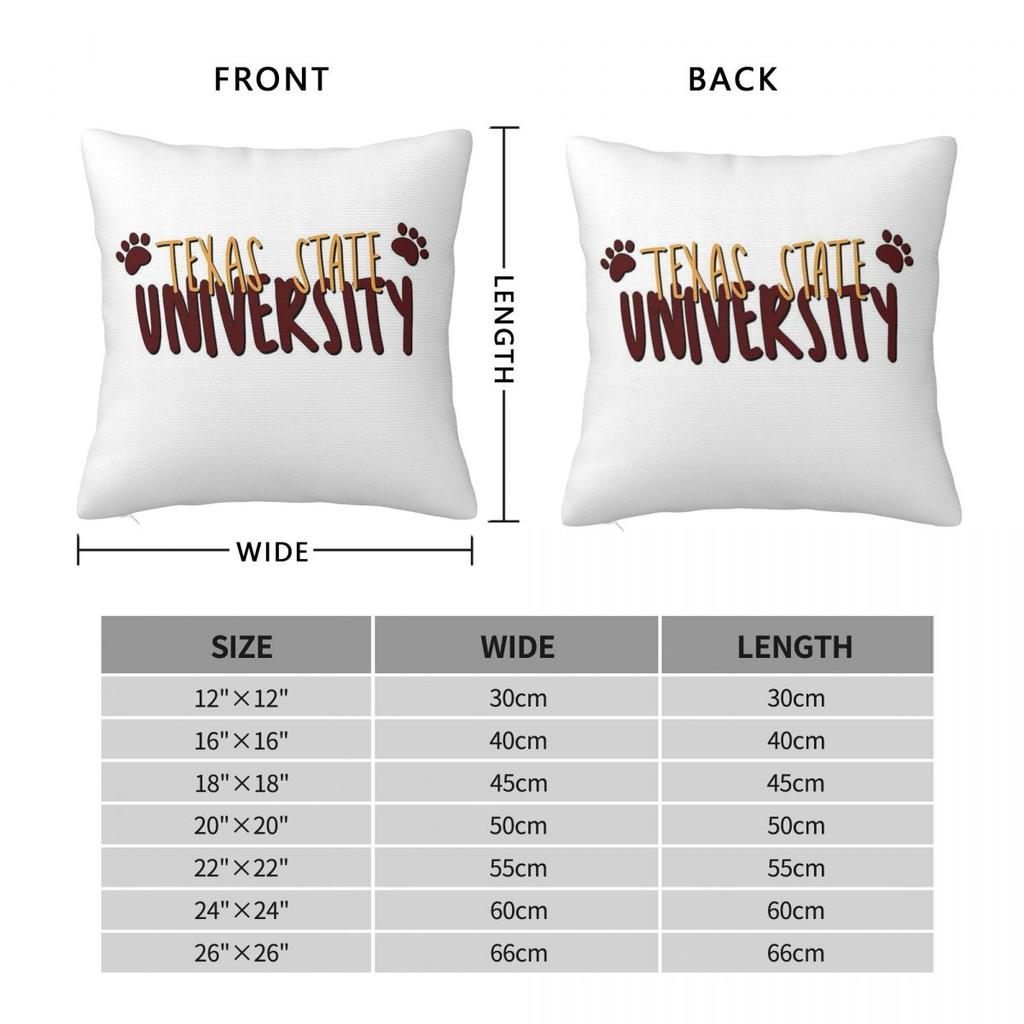 Texas State University Pillowcase Polyester Linen Velvet Creative Zip Decorative Throw Pillow Case Sofa Cushion Cover