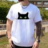 Summer Fashion T-Shirts Black Cat Printed Clothing Loose Large Casual Comfortable Round Neck Short Sleeve Women Unisex T-shirt Tops