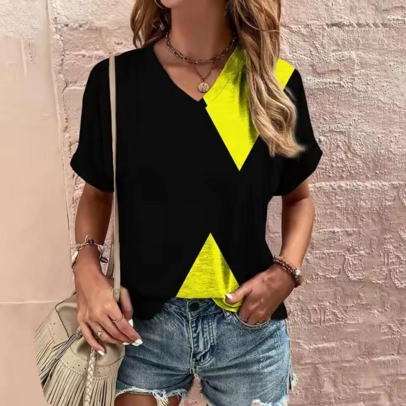 Women's T-Shirt Summer V-Neck T Shirt Women Daily Fashion Short Sleeve Casual T-Shirt 3d Print Female Clothes