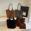 Suede Sewing Thread Retro Women's Shoulder Bags Casual Versatile Solid Colors High Capacity Handbag Tote