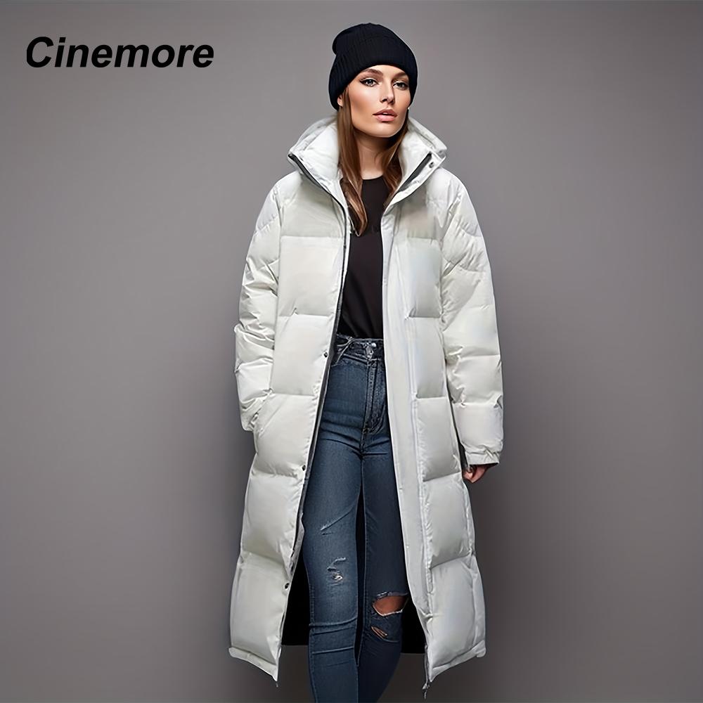 Cinemore Женская куртка зима 2024 теплая длинная парка с капюшоном верхняя одежда женская одежда мода пуховик женское пальто унисекс J-40