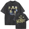 Korn Крылатый Череп Готический Винтажный Стиранный Оверсайз Футболка | Nu-Metal Рок-Группа Уличная Одежда Футболка