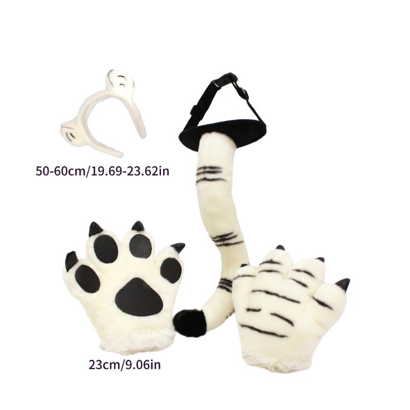 1/2/4Pcs Tigeres Costume Set Tigeres Ears Headband Tail Paw Gloves Kids Halloween Christmas Party Animal Cosplay Costume