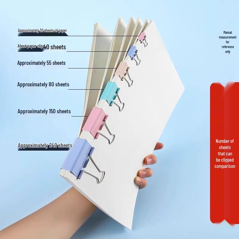 Assorted Colored Bulldog Clips: Large, Medium, Small - Long Tail Paper Clips for Documents and Books