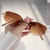 New Internet celebrity frameless polygon gradual change sunglasses women tide light luxury retro advanced sense UV protection sunglasses F
