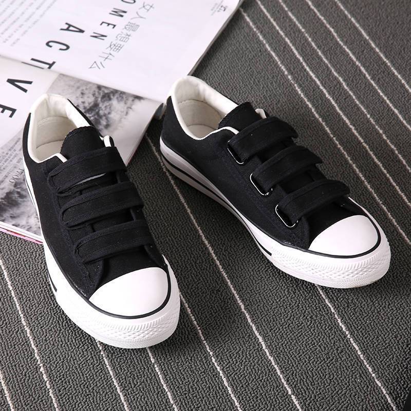 Summer Velcro Canvas Shoes Men'S Shoes Low-Top Men'S And Women'S Breathable Board Shoes Casual Shoes Hook And Loop Slip-On Shoes Student Cloth Shoes