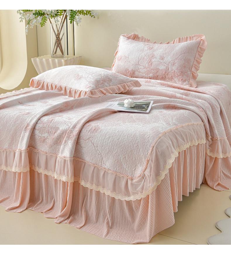 Sleeping grid cooling bean PE polymer cool feeling lace bed skirt cooling mat three piece set