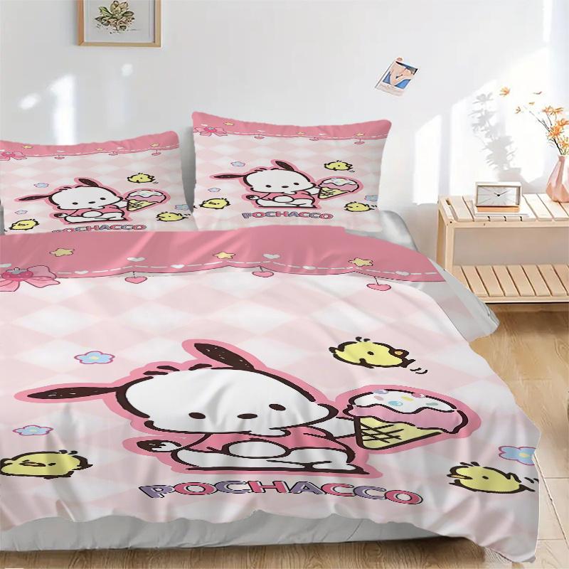 3 шт. Набор постельного белья Sanrio «Сладкое приключение Почакко» Включает 1 пододеяльник и 2 наволочки, Удобное постельное белье со стильным дизайном для спальни S076