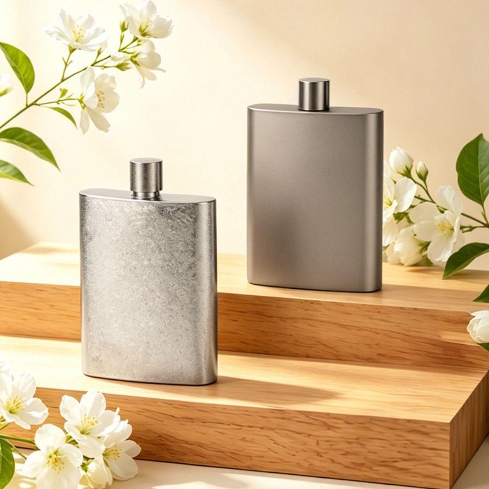 Lightweight Pure Titanium Hip Flask 100ML Spirit Bottle Portable Wine Jug Man Gift
