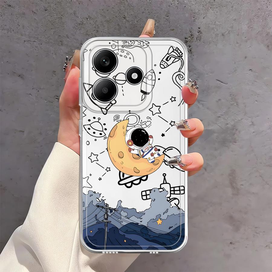 Мультяшный милый чехол-астронавт для Xiaomi Redmi Note 14 Pro Plus 13C 14C A4 Note 13 11S 11 10S 9 10 12S 12 Мягкая крышка для телефона