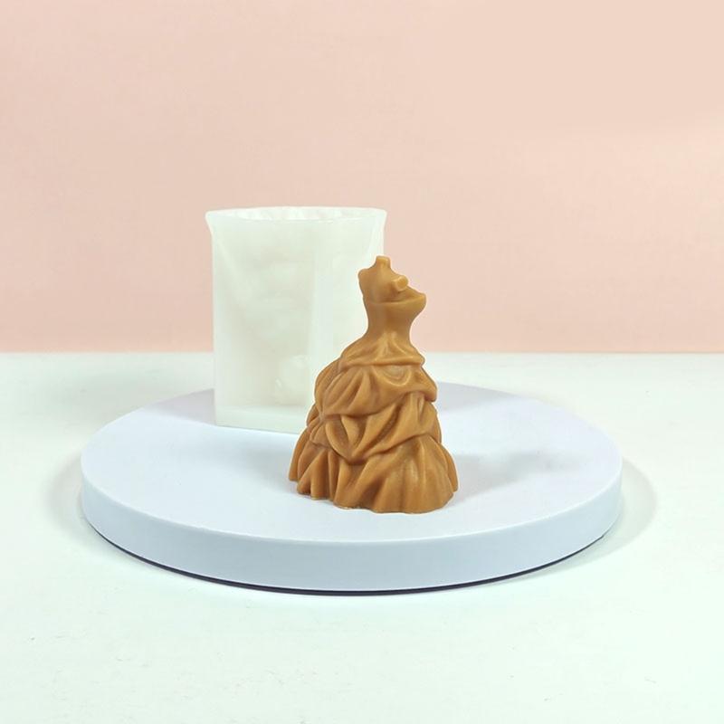 Evening Dress Silicone Molds for Candle Soap Fondant Chocolate Candy Wedding Dress Silicone Candle Molds for Epoxy Resin