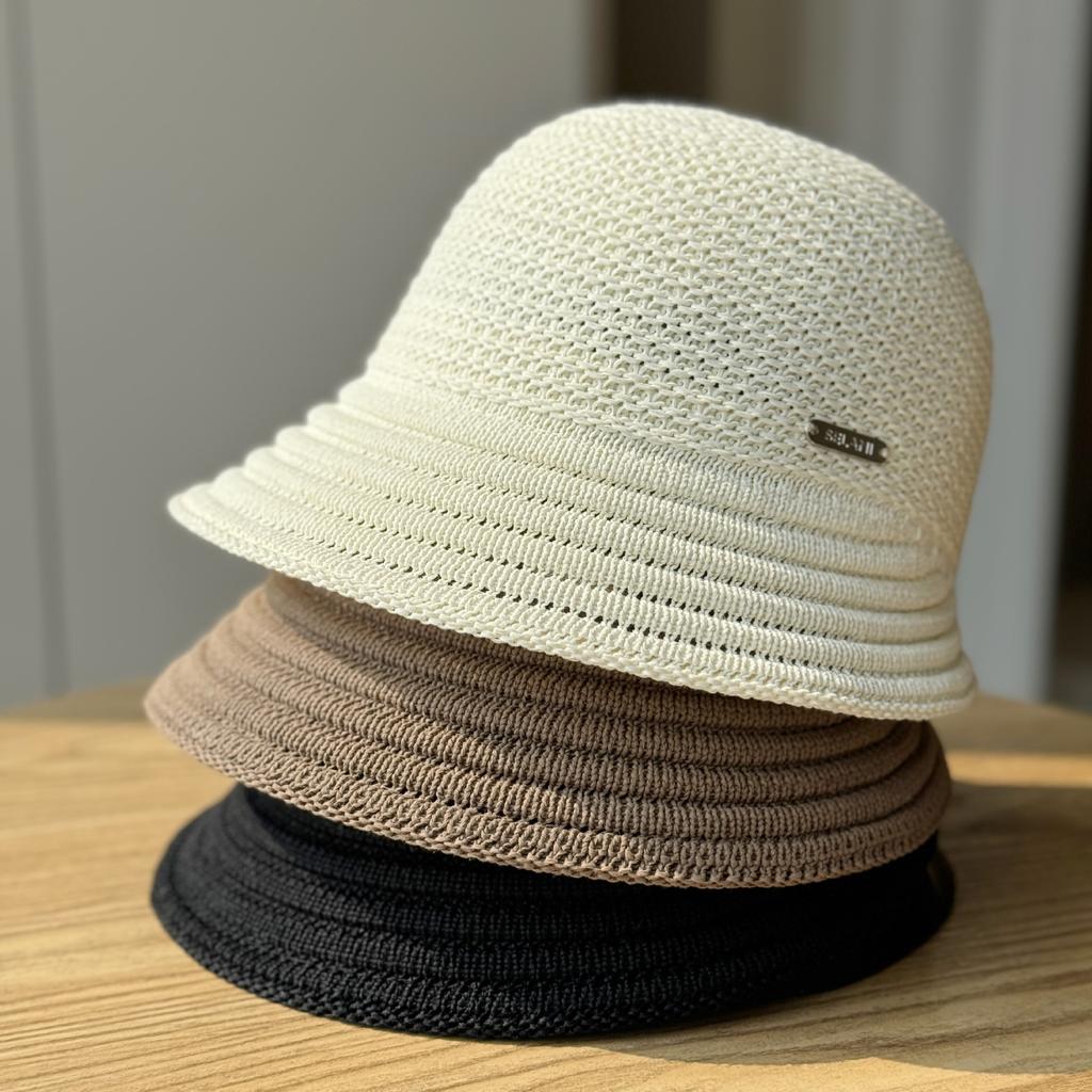 Весна и лето, новая вязаная дышащая шапка рыбака, детская солнцезащитная шляпа, складная шапка для бассейна