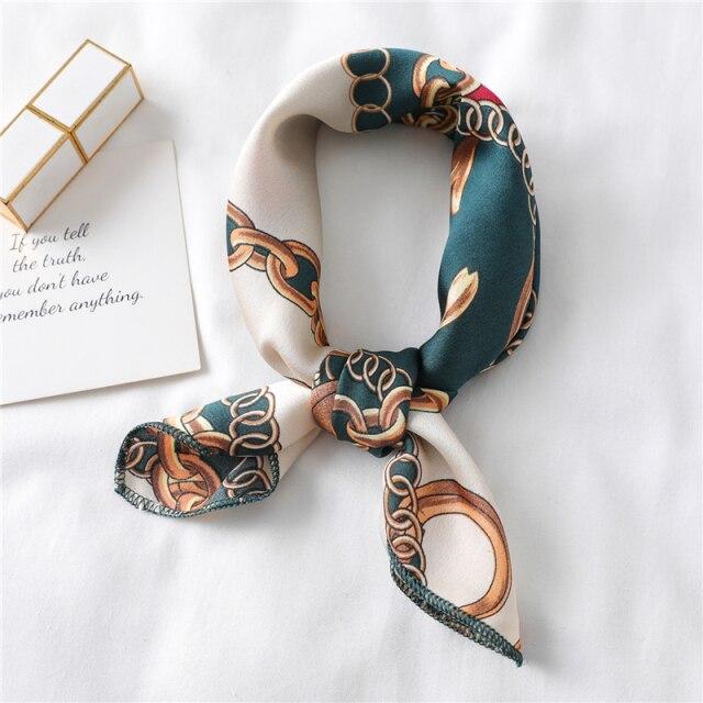 New Silk Scarf Square Women Fashion Dot Plaid Print Neckerchief Ladies Work Scarves Small Winter Foulard Bandana Hair Tie Band