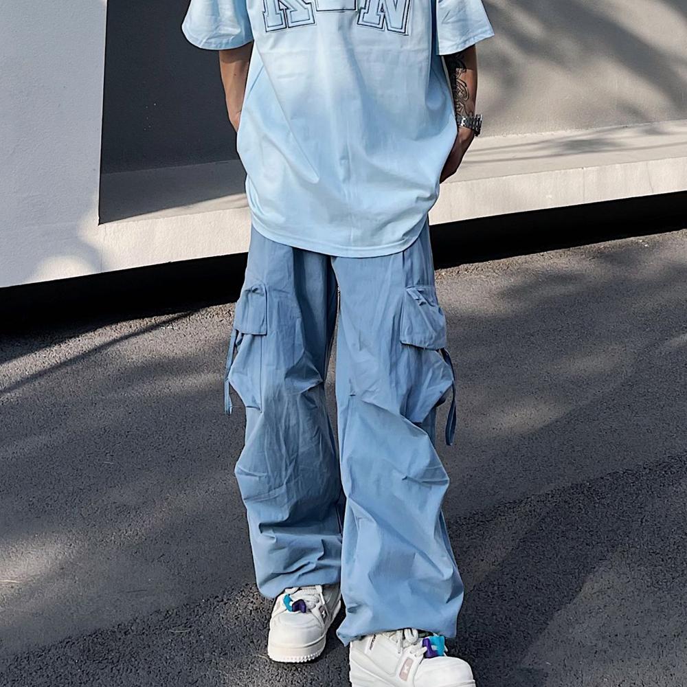 Винтажные широкие брюки Harajuku, быстросохнущие спортивные штаны, свободные бежевые брюки-карго из ледяного шелка, японские брюки Y2K, летняя мода 23023