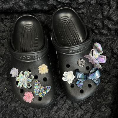 Новый стиль, узор для обуви с отверстиями своими руками, смола, творческая ручная работа, узор из стразов и бусин, узор для обуви в виде бабочки, съемная пряжка для обуви, украшение для обуви