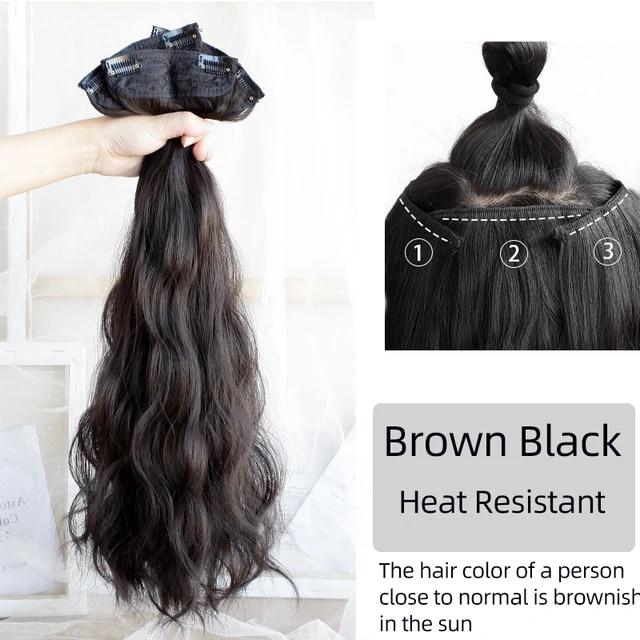 Синтетические волосы для наращивания, длинные прямые, вьющиеся, волнистые, натуральный искусственный парик, женский зажим на заколке, цельные волосы для женщин