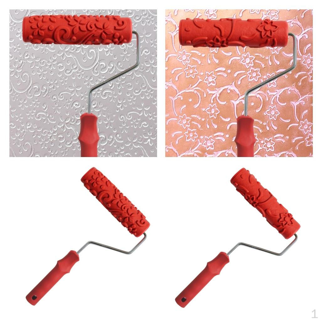 2pcs DIY Wall Empaistic Flower Painting Roller Brush Tool with Handle Set