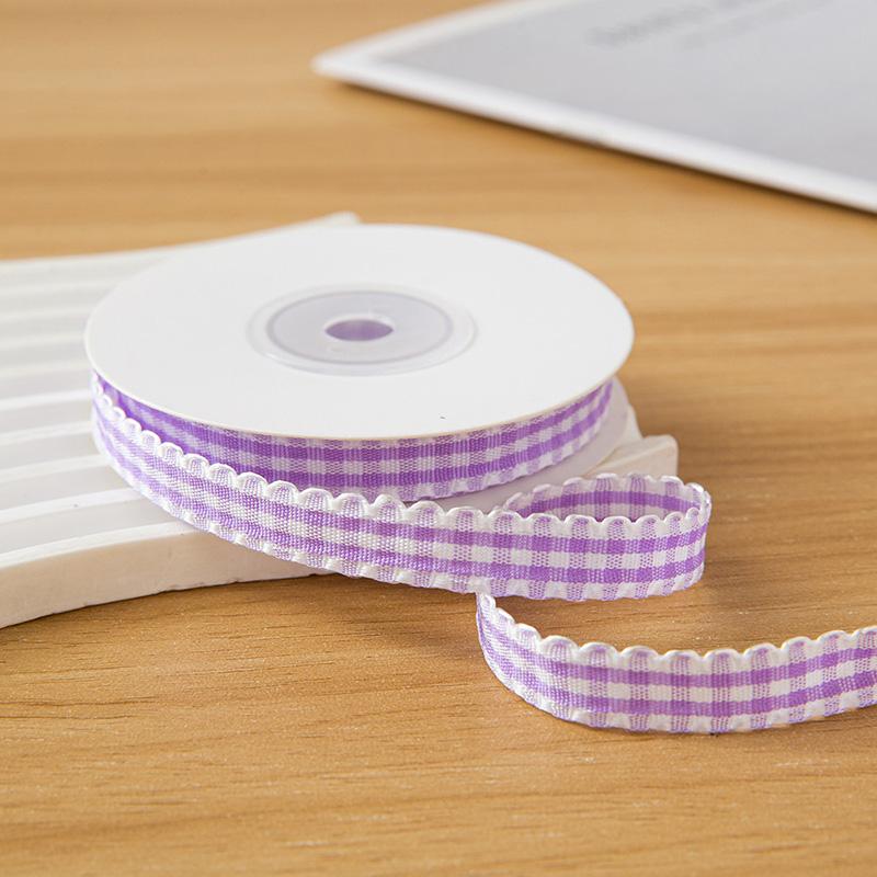 10yards/Roll Wave Edge Candy-Colored Plaid Ribbon 1CM Lace Checkered DIY Hair Accessories Gift Cake Box Decor Bouquet Bow