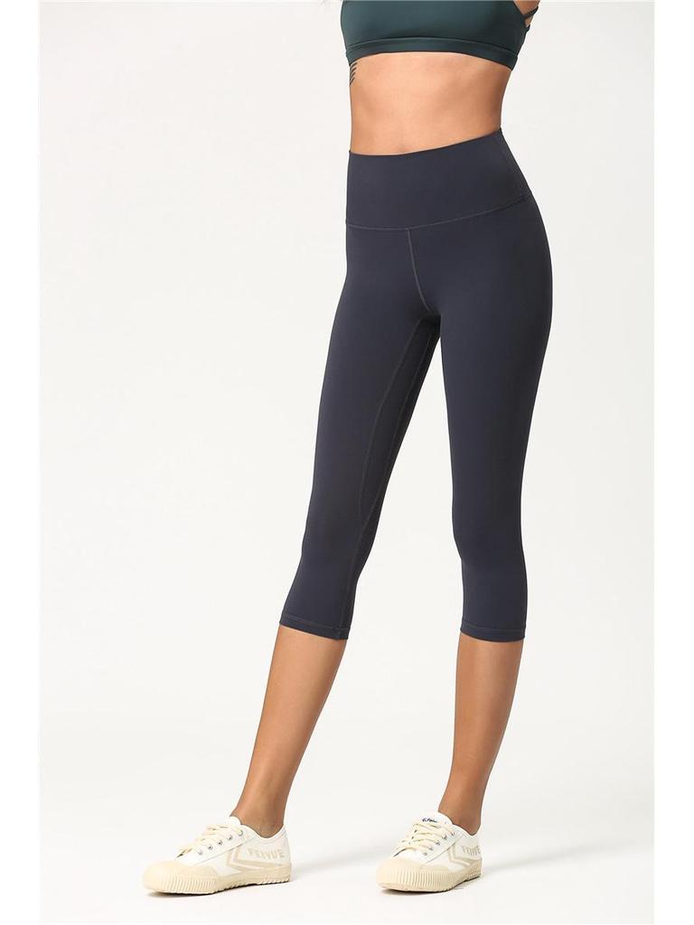 Женские двухсторонние отшлифованные штаны для йоги с высокой талией – телесного цвета, укороченные, облегающие, удобные для европейского и американского стилей