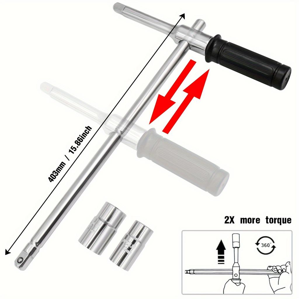 16'' Удлиненный баллонный ключ с выдувным кейсом для хранения, 4-сторонний ключ для колесных гаек со стандартными головками(17мм 19мм 21мм и 23мм)Шиномонтажный ключ