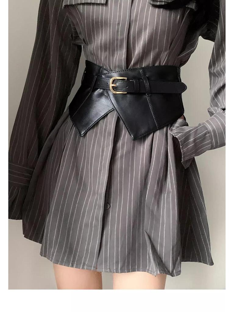 Women's Wide Leather Corset Belt 2024: Elegant Dress & Outerwear Accessory